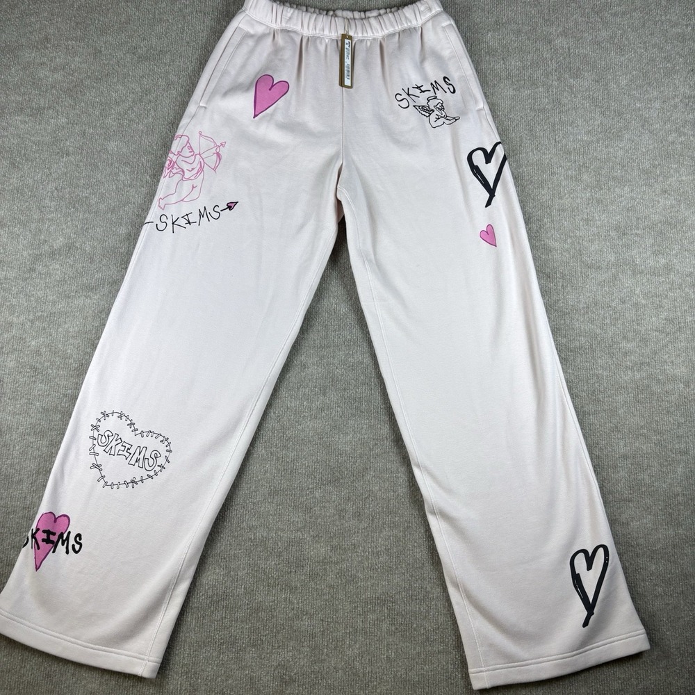 NWT SKIMS Cotton Fleece Barely Pink Angel Hoodie Pants Set Women's S Pink - Picture 2 of 16